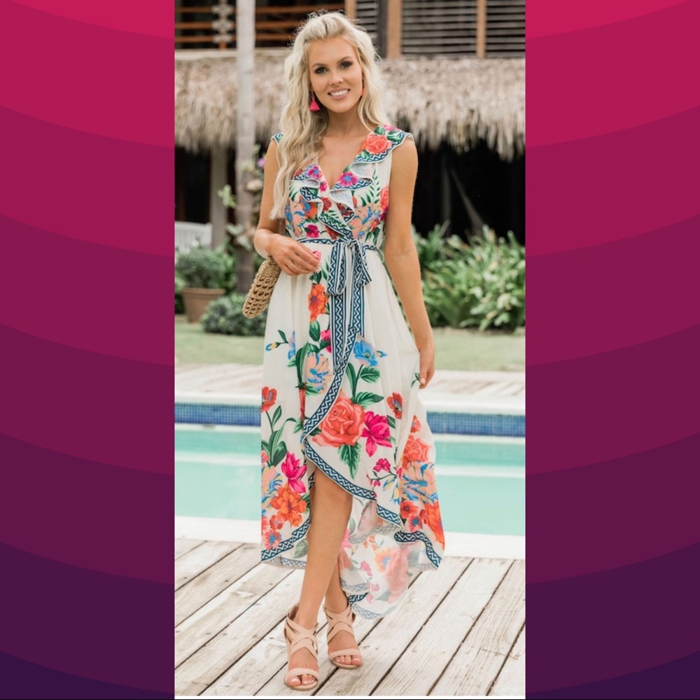 Beautiful Floral Ivory Dress